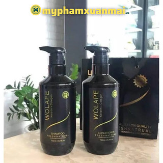 Bộ Dầu Gội Xả Wolape Collagen Keratin phục hồi mềm mượt 750ml