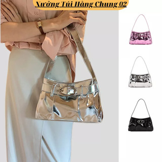 Túi xách nữ kẹp nách màu bạc da trơn cao cấp thời trang hàn quốc mẫu mới 2023