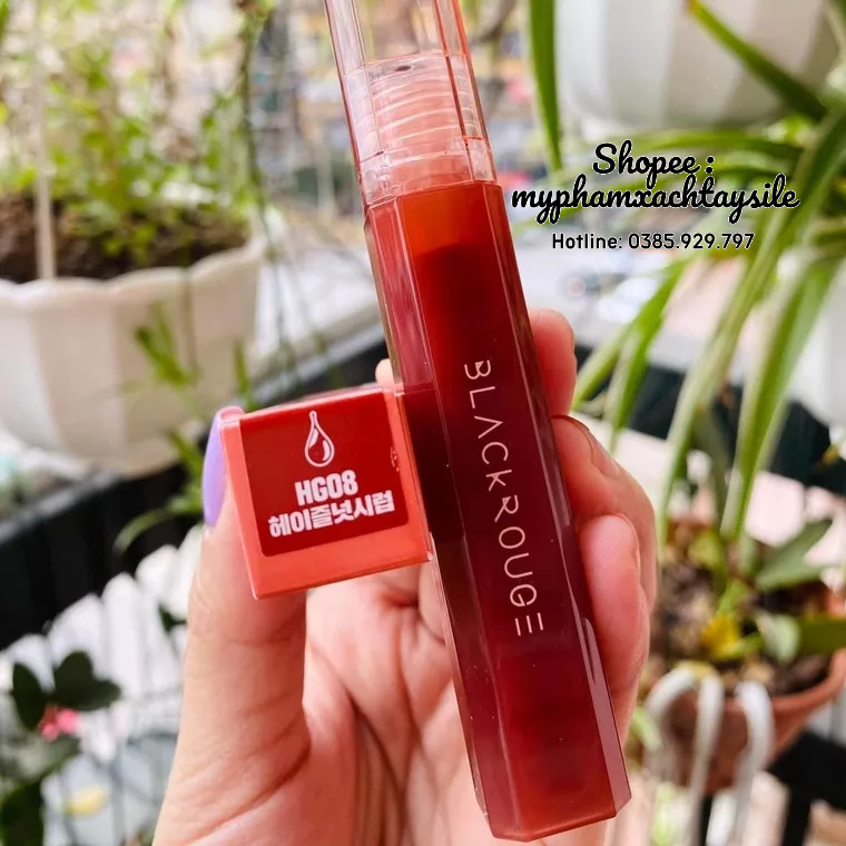 HG08 - Son Kem Lì Black Rouge Water Glow Tint Ver 2 HG 08 - TONE ĐỎ NÂU ĐẤT