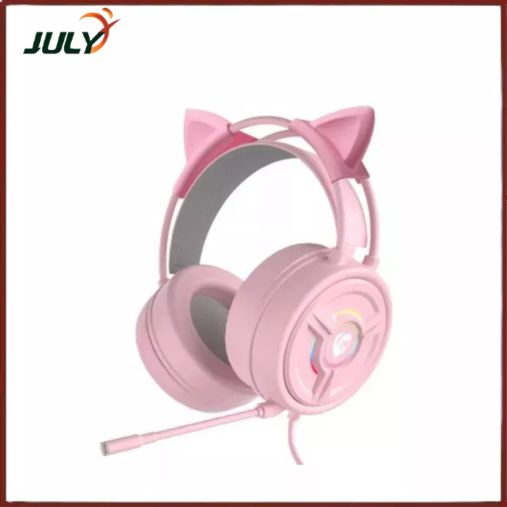 Tai Nghe Trùm Đầu Chơi Game Psh-200 3.5 màu hồng Có Đèn Led tai mèo cực xinh
