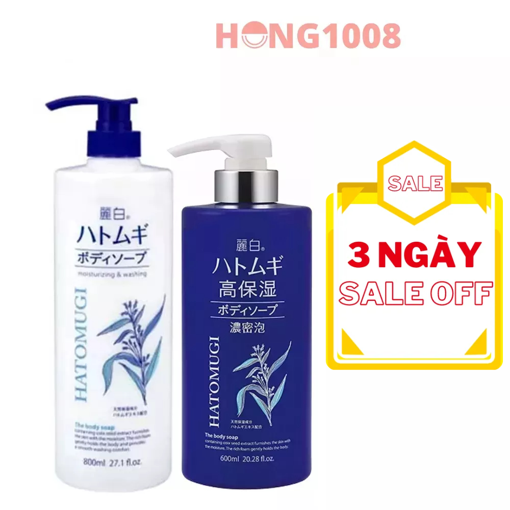 Sữa Tắm Ý Dĩ Hỗ Trợ Trắng Da Giữ Ẩm Hatomugi Nhật Bản 800ML - Moisturizing & Washing