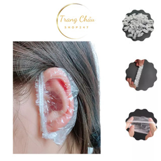  SET 100 Bịt tai Chụp tai nilong chống thấm nước khi gội đầu nhuộm tóc,... 