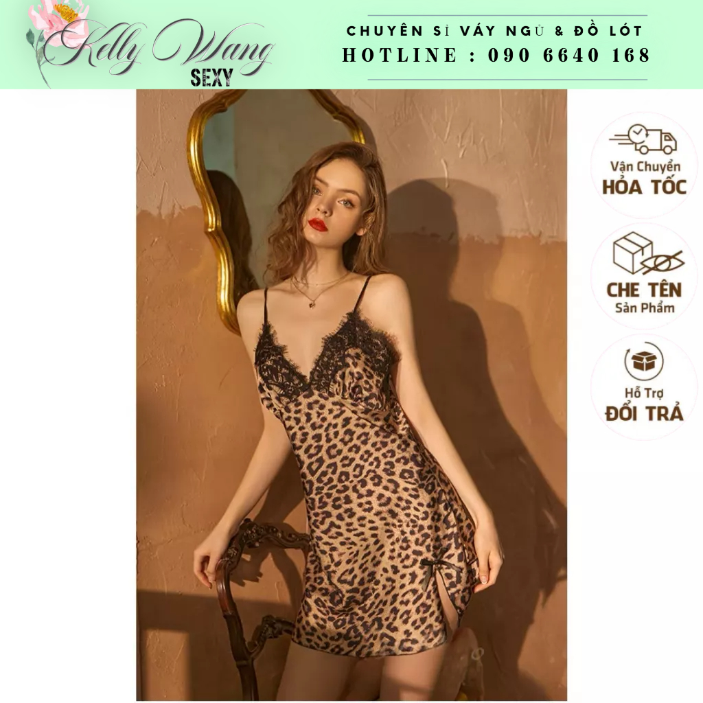 Sx547- váy ngủ lụa phối ren cao cấp (có 3 size) KellyWang