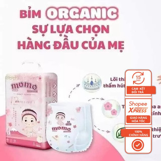 Bỉm tã dán/ quần momo diamond organic s64/ m60/ l54/ xl50/ xxl48/ xxxl46 tinh chất hoa anh đào