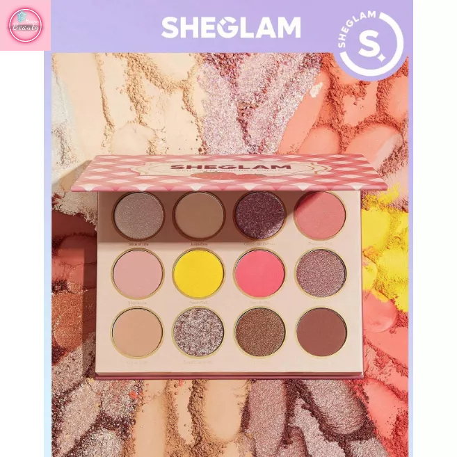 Bảng phấn mắt SHEGLAM 12 ô, phấn mắt trang điểm có nhũ