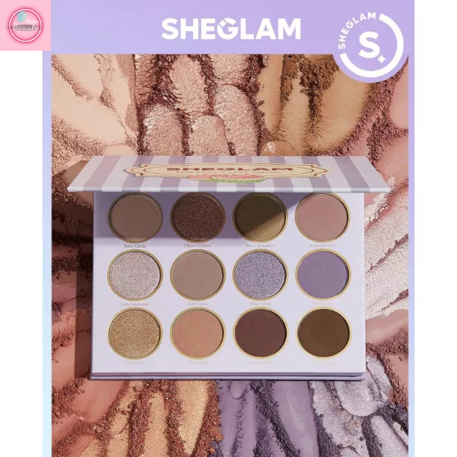 Bảng phấn mắt SHEGLAM 12 ô, phấn mắt trang điểm có nhũ