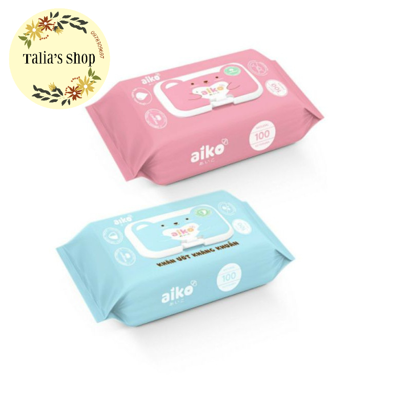 Khăn ướt Aiko/ Aikun 100 tờ không hương