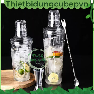 Bình lắc Shaker nhựa cao cấp có vạch chia cho nghề pha chế
