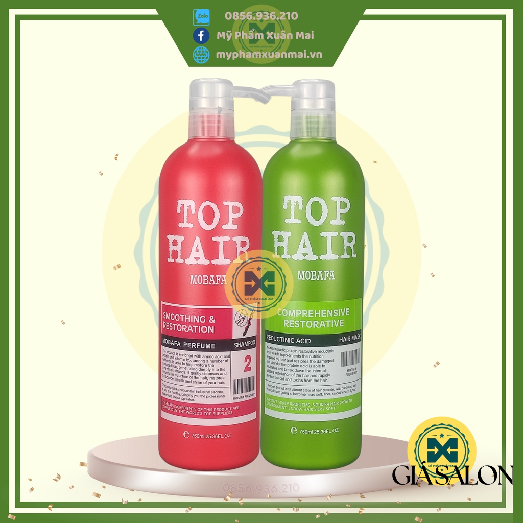Bộ Dầu Gội-Xả Tophair mobafa siêu mượt 750ml top hair