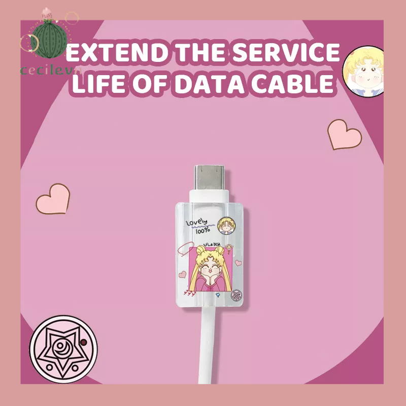 Phụ Kiện Bảo Vệ Đầu Dây Cáp Sạc USB Chống Gãy Hình Hoạt Hình Dễ Thương-CE