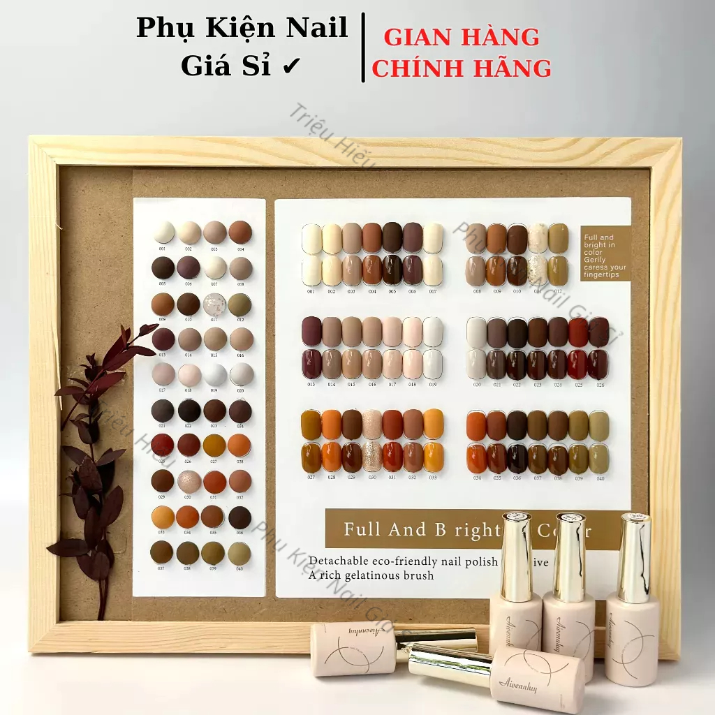Sét sơn 40 màu Aivennhuy tông nâu tặng kèm bảng màu