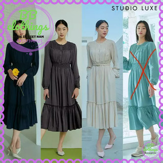 Váy đầm lanh đũi xuất hàn studio luxe tay dài - váy maxi có bigsize