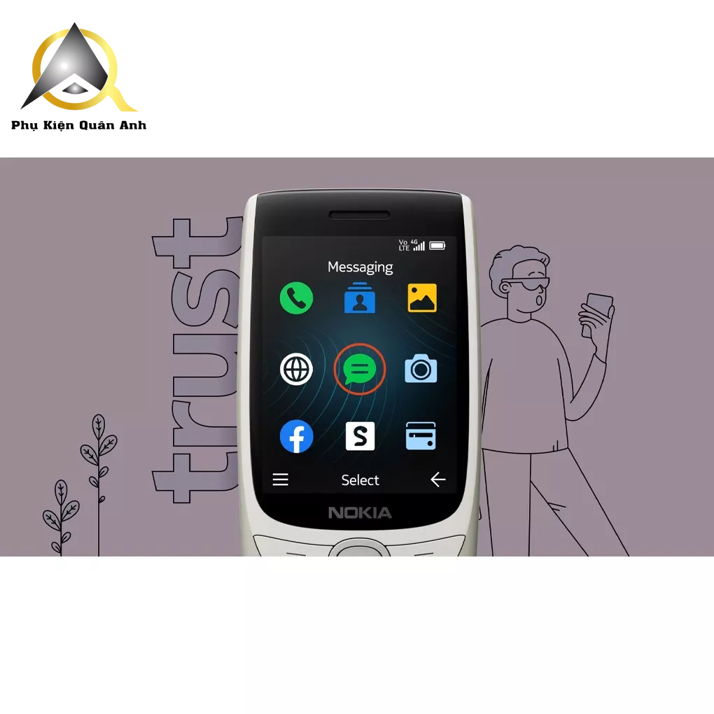 Điện thoại Nokia 8210 4G Máy 2SIM - Màn hình 2.8 inch - Camera 0.3 Mp - Pin trâu 1450 mAh