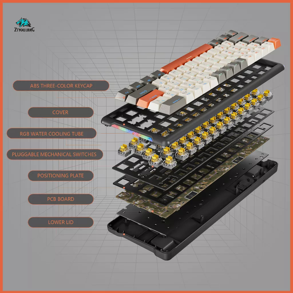 Bàn phím cơ có dây ATAS K610 Layout 61% - Red swtich - LED Rainbow 9 chế độ - Có Hotswap