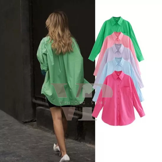 Áo Sơ Mi Trơn Hàng Cao Cấp Dáng Rộng Sm.by23031609Cb