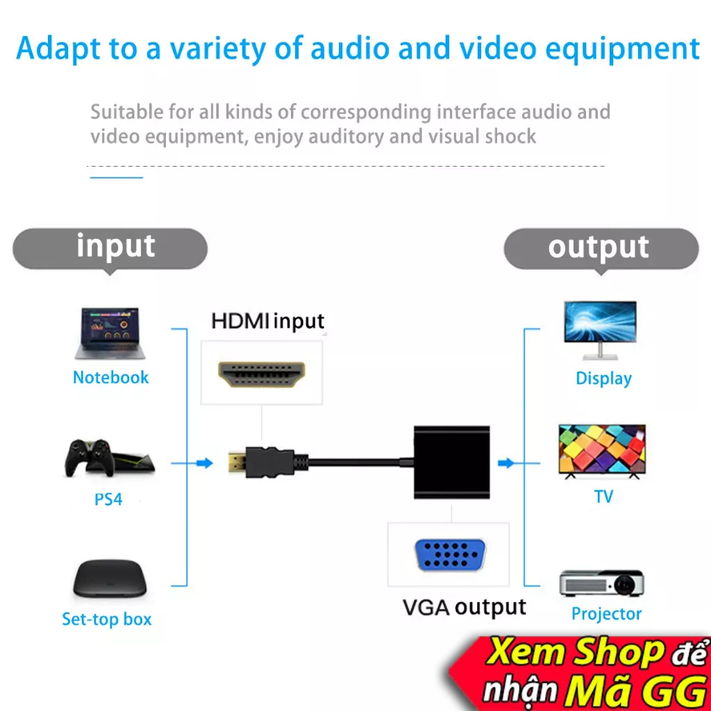 Dây cáp hdmi sang vga, cáp hdmi ra vga, dây hdmi to vga có âm thanh full hd fullhd, dây hd hdmi to vga 1080 full hd pc