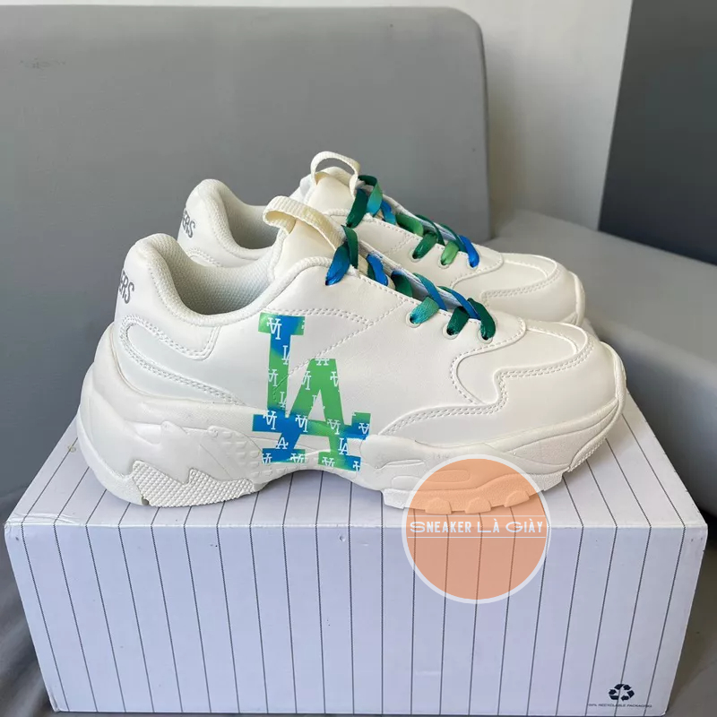 Giày MLB BigBall Chunky A Gradient Classic Monogram LA Dodgers - FULLBOX | Monogram LA Xanh Lá