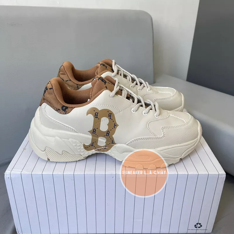 Giày MLB BigBall Chunky Diamond Monogram Boston Red Sox D.Beige - Bản Đẹp Fullbox | MONO B V2