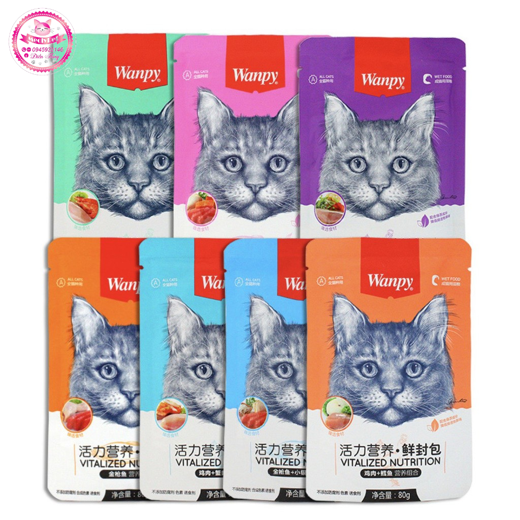 Combo 30 gói pate Wanpy dành cho mèo kén ăn gói 80gr