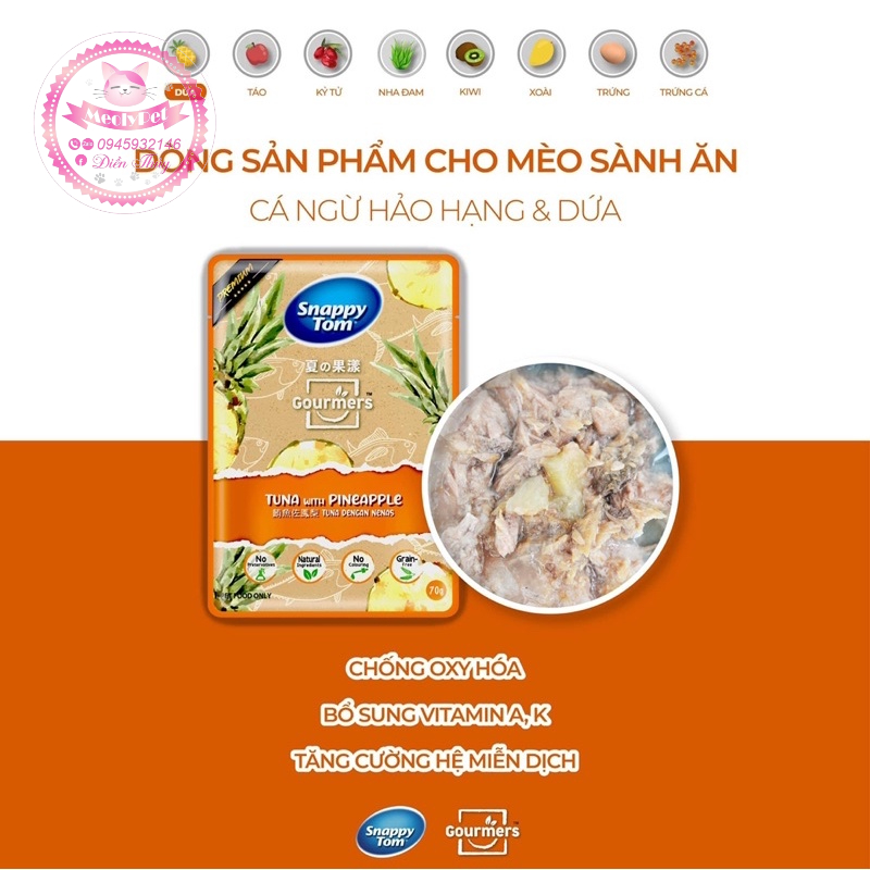 Pate Snappy Tom Trái Cây Dành Cho Mèo Kén Ăn - 70G