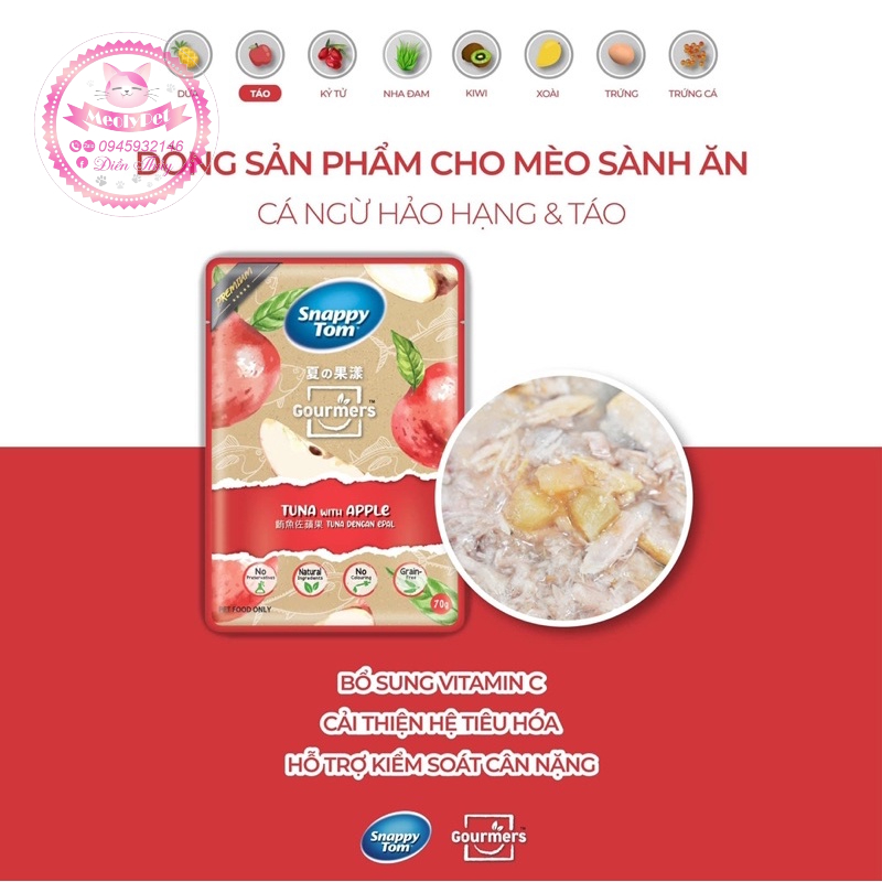 Pate Snappy Tom Trái Cây Dành Cho Mèo Kén Ăn - 70G