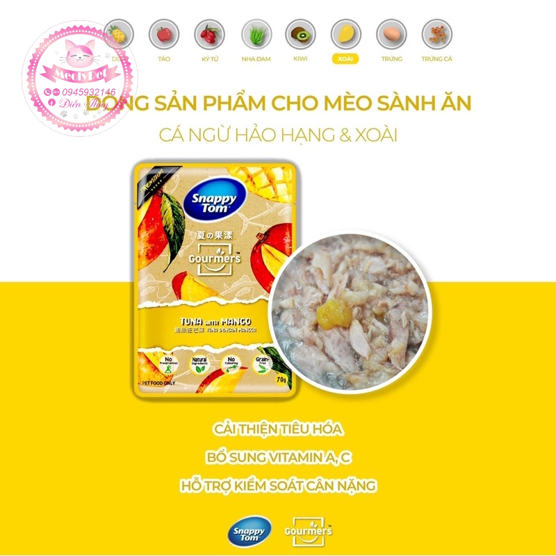 Pate Snappy Tom Trái Cây Dành Cho Mèo Kén Ăn - 70G
