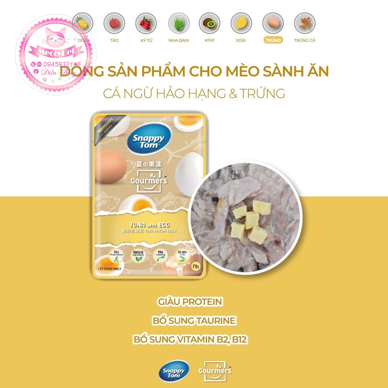 Pate Snappy Tom Trái Cây Dành Cho Mèo Kén Ăn - 70G