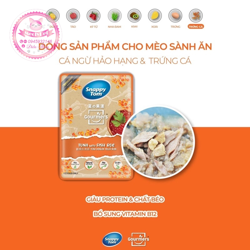 Pate Snappy Tom Trái Cây Dành Cho Mèo Kén Ăn - 70G