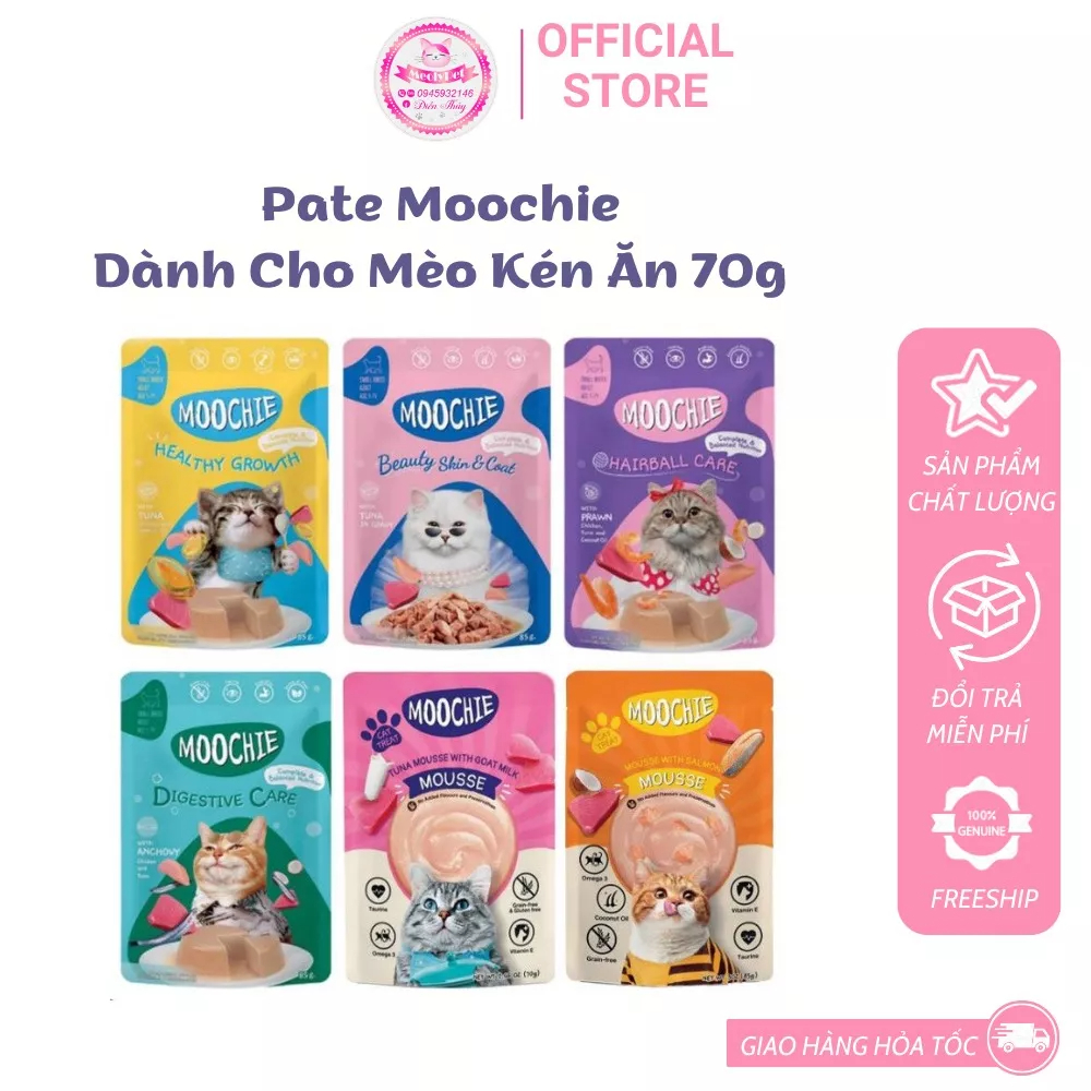 Pate Moochie Nhiều Vị Dành Cho Mèo Kén Ăn, Suy Dinh Dưỡng - 70G