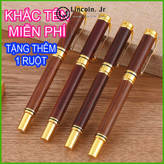 Bút gỗ Trầm Hương cao cấp, thơm, ngòi 0.5 mm và 0.7 mm, mực xanh và đen, dành tặng Doanh nhân