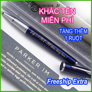Bút ký Parker IM Blue cài trắng - Ngòi dạ bi, 0.5 mm và 0.7 mm, mực mịn, viết đều ở mọi góc nghiêng