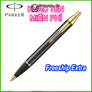 Bút Parker đầu bấm đen cài vàng, mực bi 1 mm mịn, mượt đều ở mọi góc nghiêng