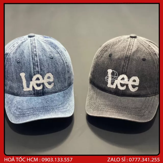 #𝗖𝗼́ 𝘃𝗶𝗱𝗲𝗼 Mũ nón lưỡi trai jean Logo chữ LEE thêu sắc nét tag mac đầy đủ VNXK