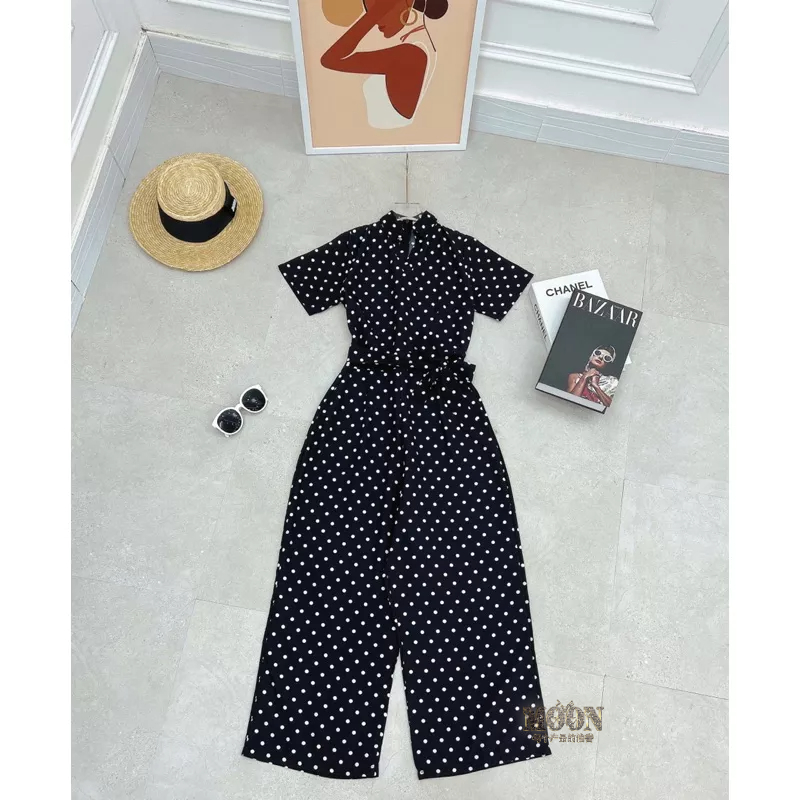 Set jumpsuit chấm bi