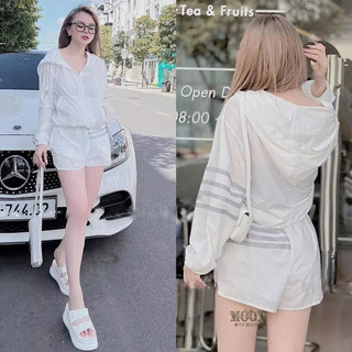 Bộ gió thể thao kháng nước nữ MOON ESSENCE vải gió phối sọc phản quang 