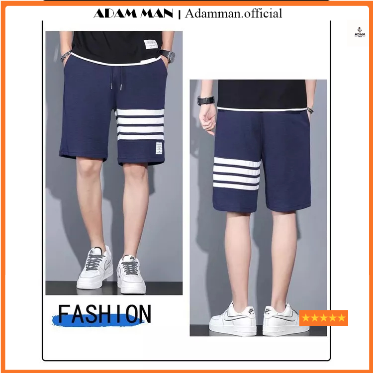 Quần short nam chất vải thom trẻ trung, quần đùi nam thể thao nam kẻ phối viền phong cách quảng châu - ADAMMAN