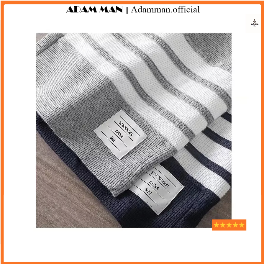 Quần short nam chất vải thom trẻ trung, quần đùi nam thể thao nam kẻ phối viền phong cách quảng châu - ADAMMAN