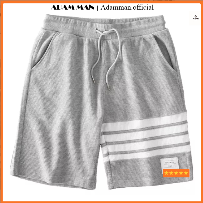 Quần short nam chất vải thom trẻ trung, quần đùi nam thể thao nam kẻ phối viền phong cách quảng châu - ADAMMAN
