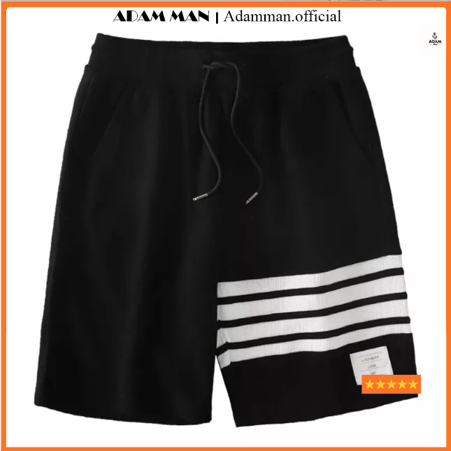 Quần short nam chất vải thom trẻ trung, quần đùi nam thể thao nam kẻ phối viền phong cách quảng châu - ADAMMAN