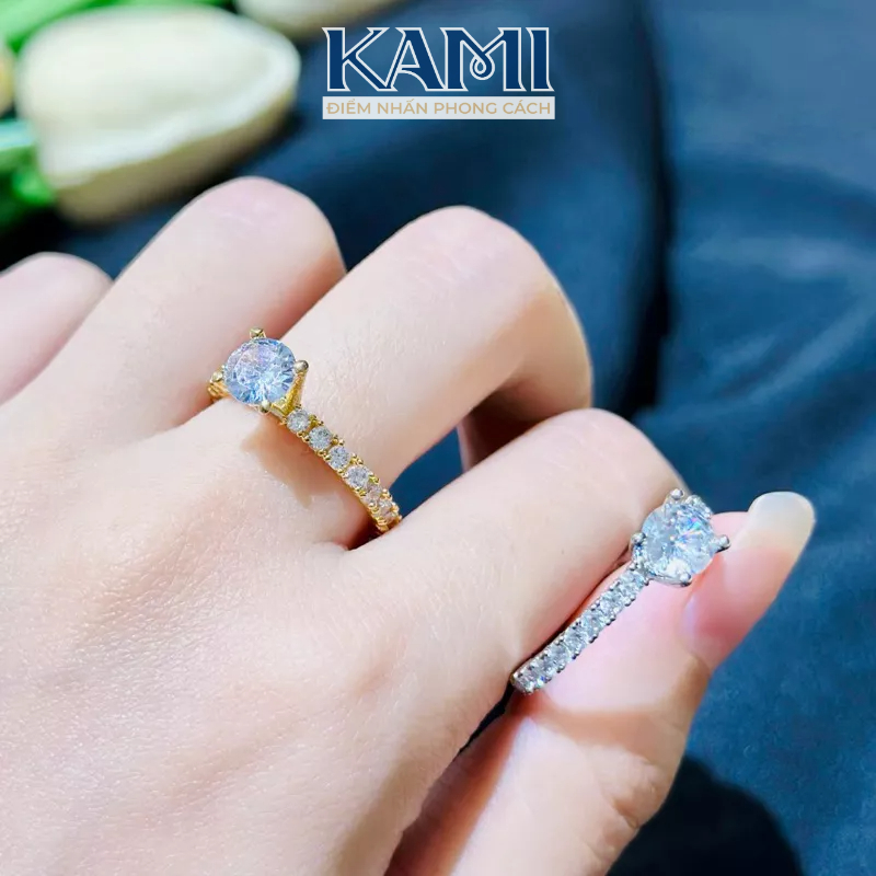 Nhẫn nữ hột cao full xoàn siêu sáng Kami