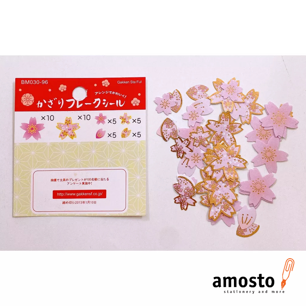 Sticker Hoa Anh Đào 40 Miếng Ép Nhũ Vàng