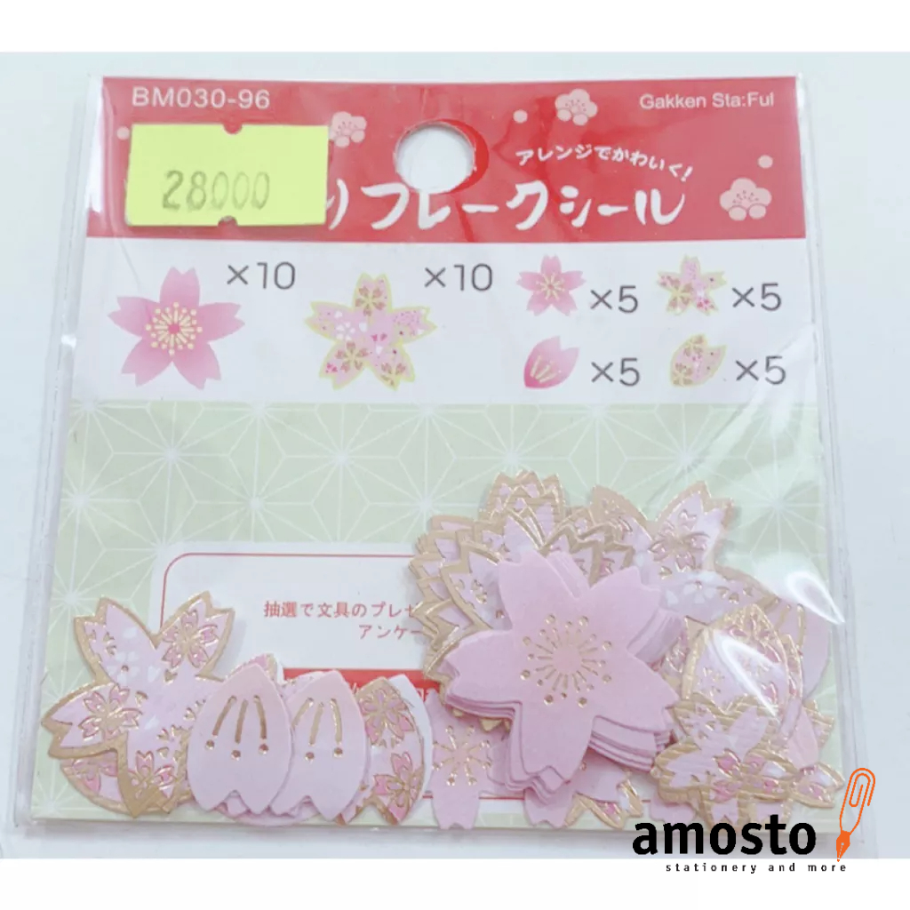 Sticker Hoa Anh Đào 40 Miếng Ép Nhũ Vàng