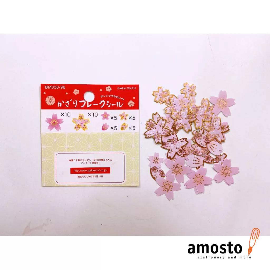 Sticker Hoa Anh Đào 40 Miếng Ép Nhũ Vàng