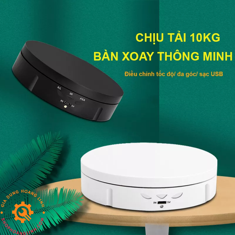 Bàn Xoay Sản Phẩm 360 Độ Cắm Nguồn USB Tải 10KG, Đế Xoay Trưng Bày Sản Phẩm Đa Tốc Độ, Đa Góc