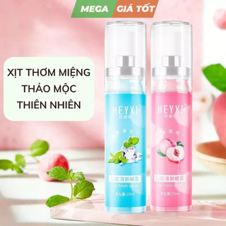  Chai xịt thơm miệng vị đào HEYXI giúp ngăn ngừa vi khuẩn gây hôi miệng sịt thơm miệng thảo mộc vị bạc hà thơm mát 
