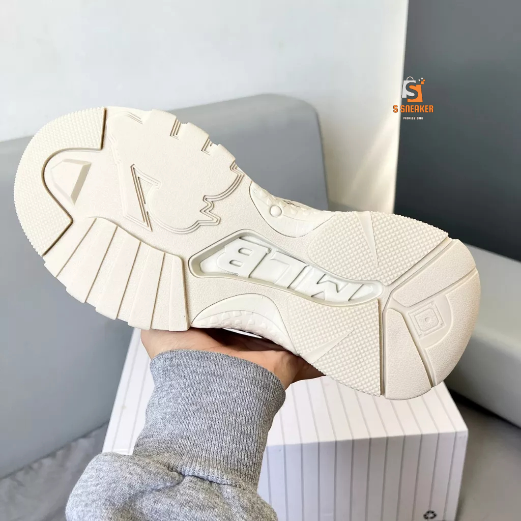 Giày MLB BigBall Chunky Saffiano Diamond Monogram Boston Red Sox Beige | FULLBOX - kèm phụ kiện