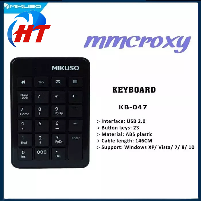 Bàn phím số mini máy tính MIKUSO KB-047U cổng USB có dây-HT