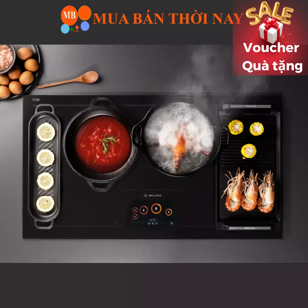 Bếp từ đa điểm Malloca TFT Skylux MH-92TFT, Nấu tối đa 6 nồi hoặc chảo, Sản phẩm công nghệ mới 2024
