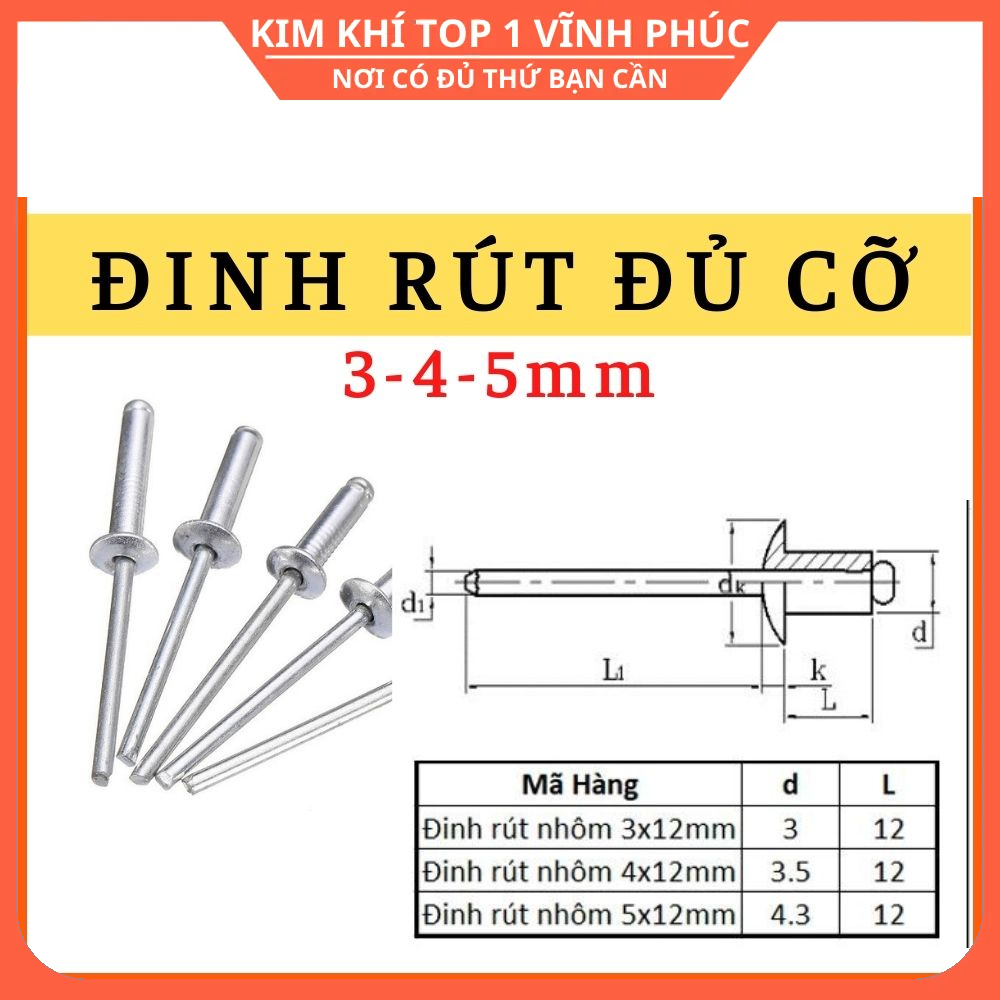 Đinh rút, đinh rút rive nhôm