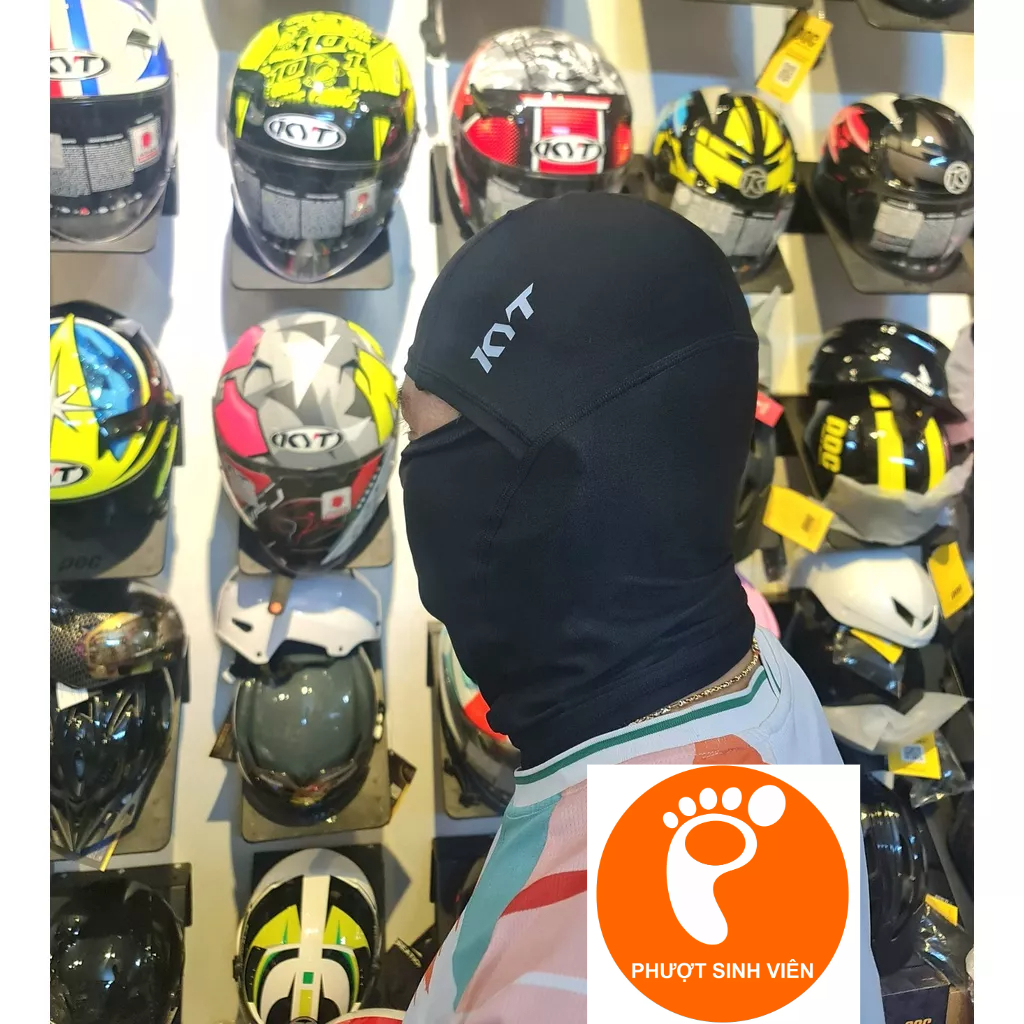 Khăn ninja in logo KYT F1 phản quang thun cotton lưới thấm hút mồ hôi tốt